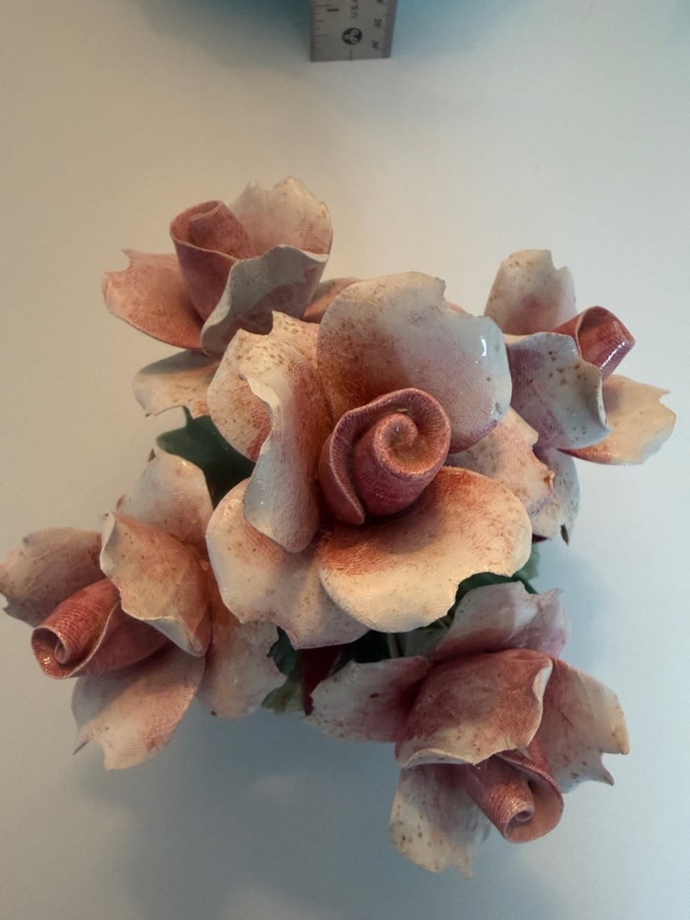 Pink Ceramic Floral Sculpture by - Picture 2 of 4